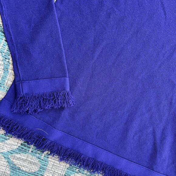 Ann Taylor Sail to Sable Fringe Hem Sweater Blue Long Sleeve - Size S - Picture 6 of 9